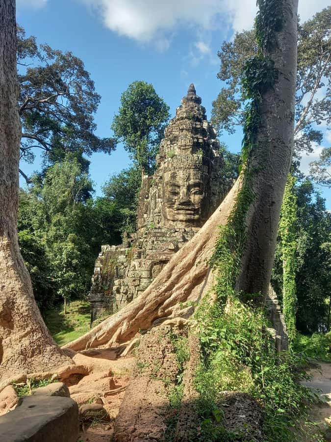 Shared day tour with Spanish-speaking guide at Angkor Temple. - Morning start: Angkor Thom and the South Gate on the naga causeway