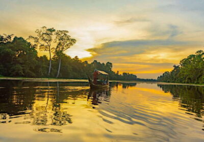Siem Reap: Angkor Sunset Bike & Boat Tour /E-Bike Available - Cycling route: behind Angkor Wat and past real Siem Reap life