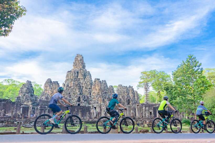 Siem Reap: Angkor Sunset Bike & Boat Tour /E-Bike Available - Included comforts: bikes, helmets, and the support vehicle safety net